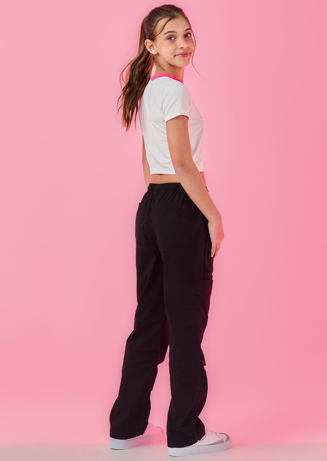 Pantalón cargo negro fondo entero para niñas