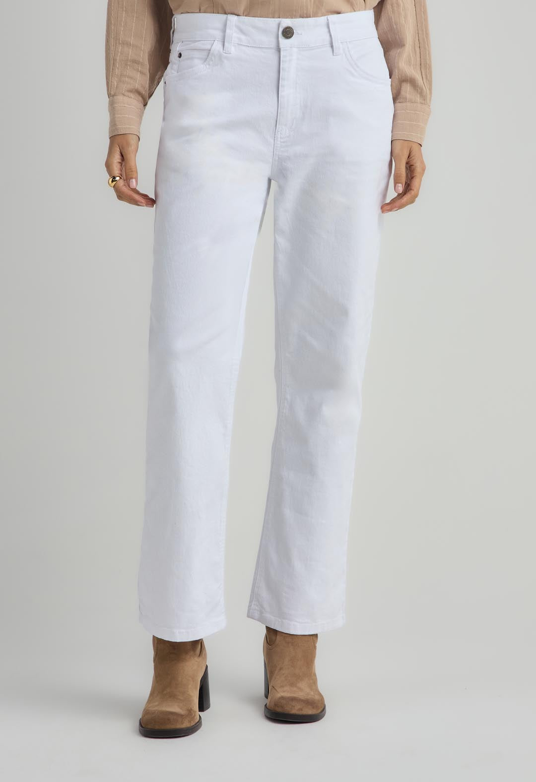Jean retro blanco descaderado para mujer