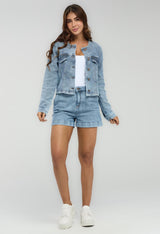 Short claro en tela texturizada para mujeres