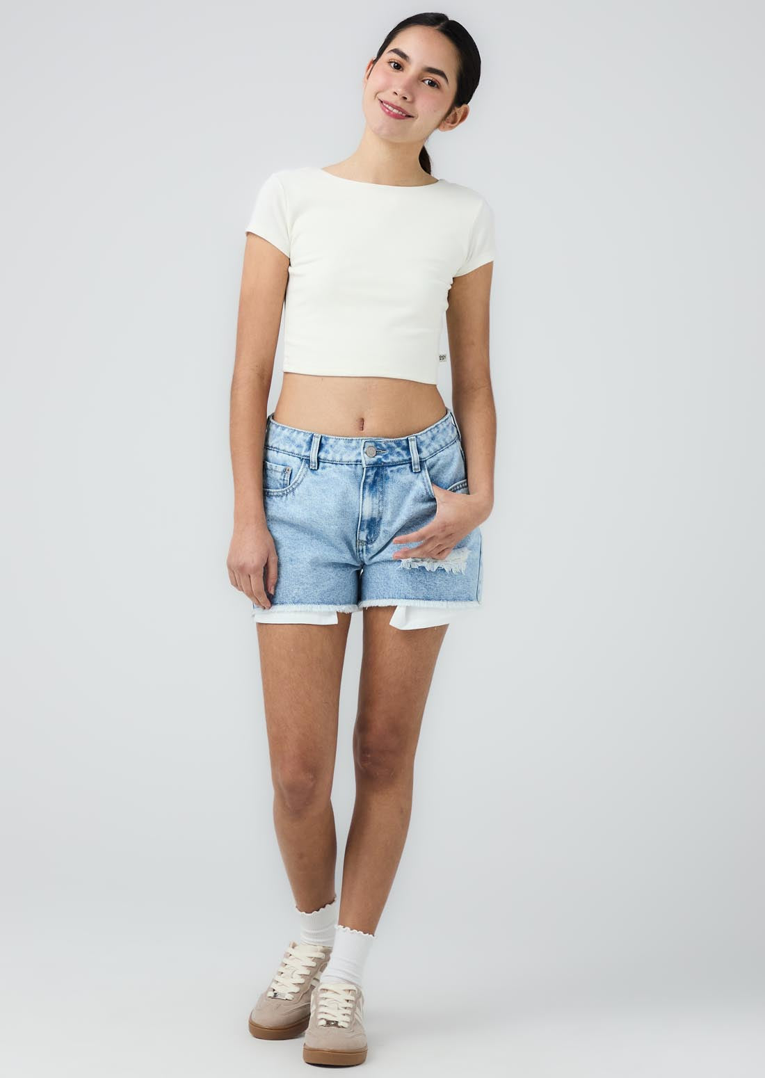 Short claro en denim para jóvenes
