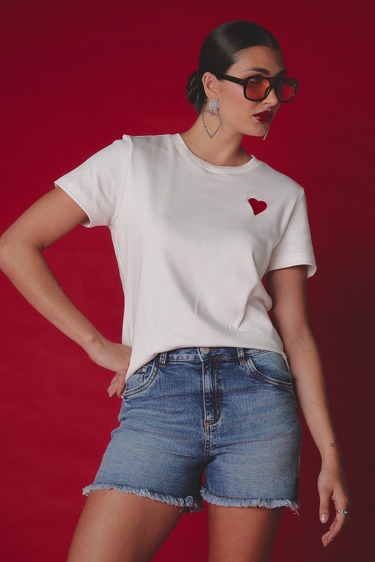 Camiseta marfil estampada para mujer