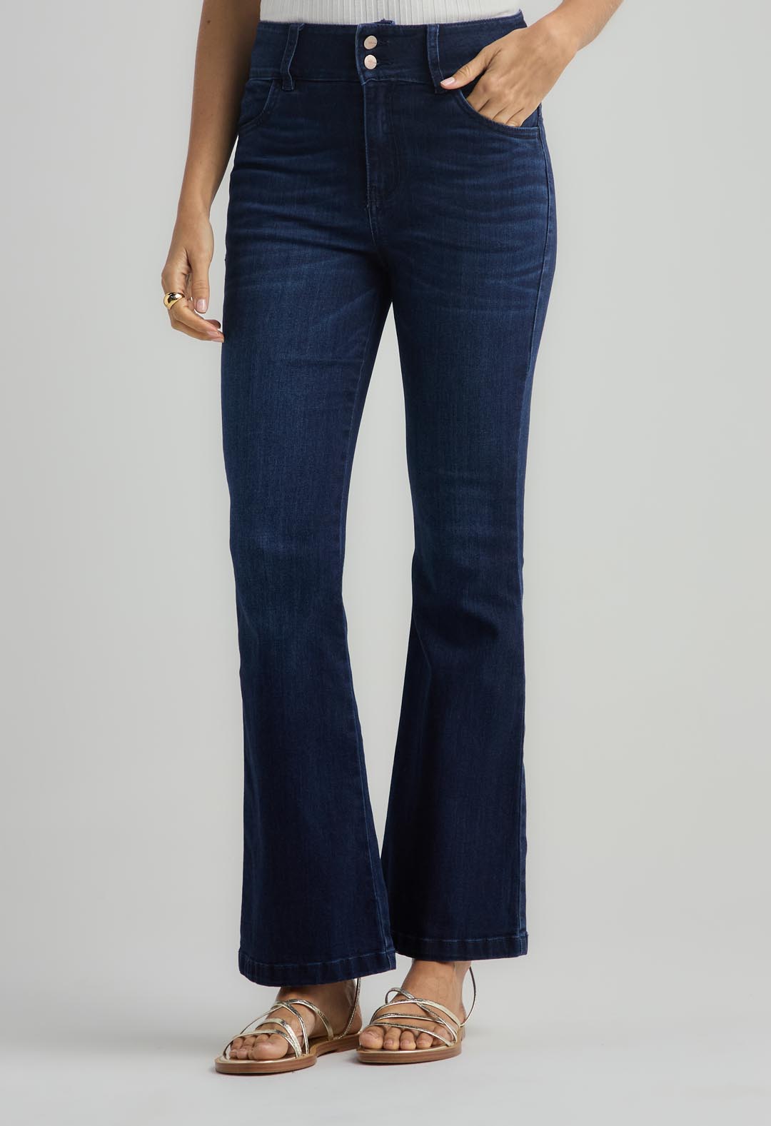 Jean tejano levantacola oscuro y tiro alto para mujer