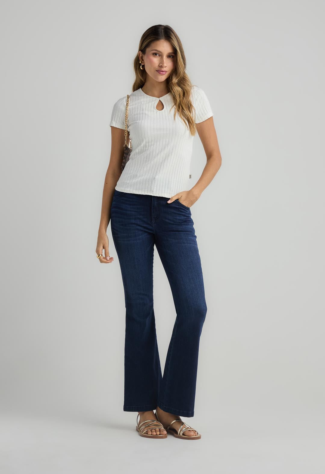 Jean tejano levantacola oscuro y tiro alto para mujer