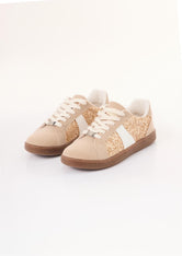 Tenis taupe con glitter para jóvenes