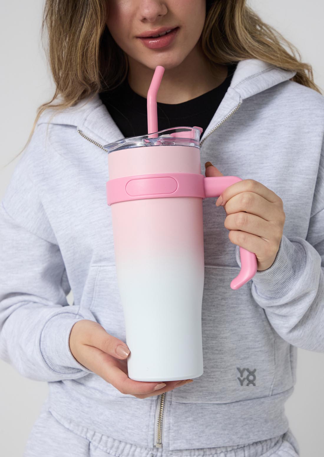 Termo rosa con pitillo para jóvenes