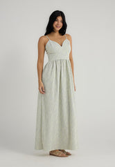 Vestido largo azul a rayas para mujer