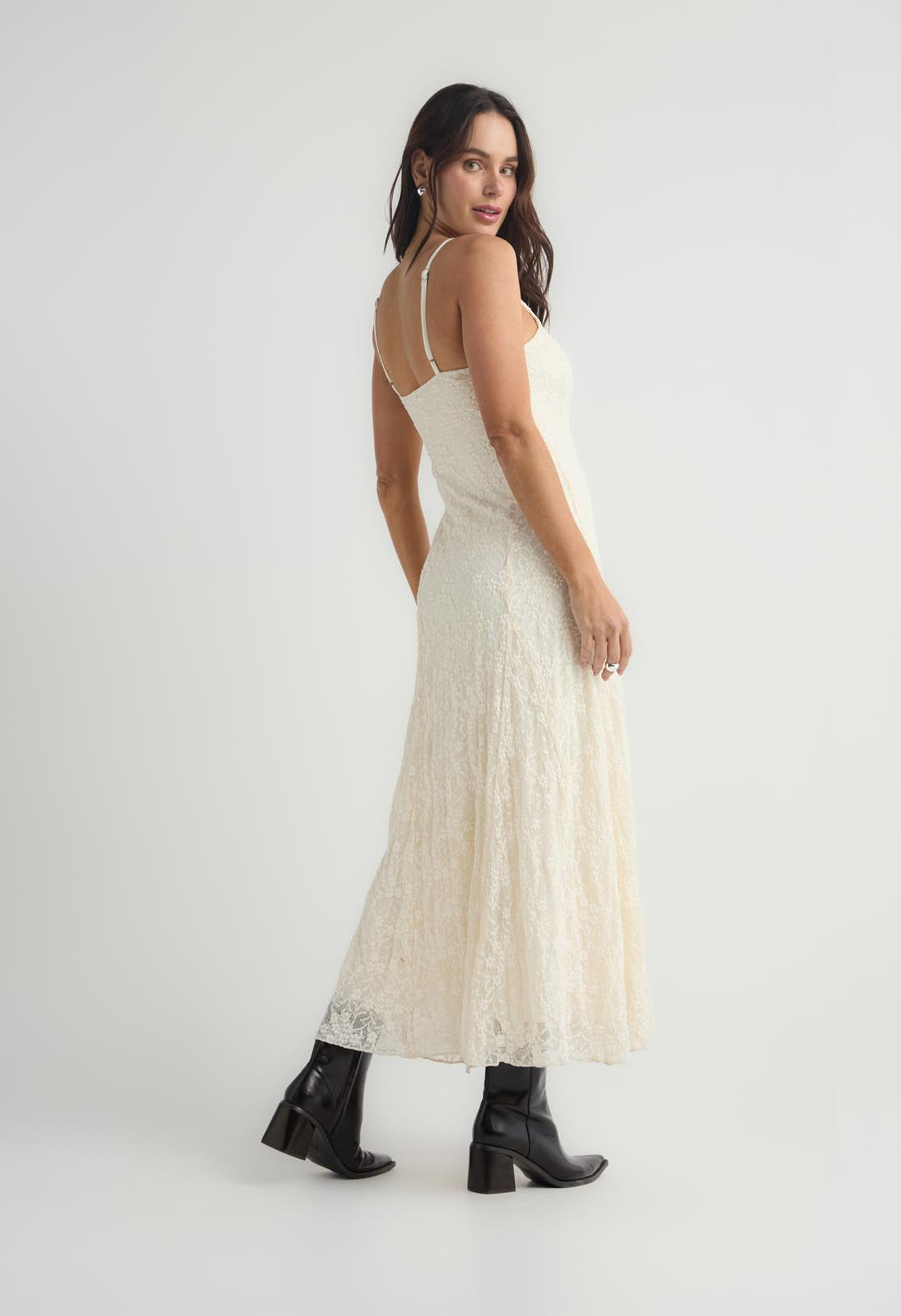 Vestido largo cuello en V para mujer