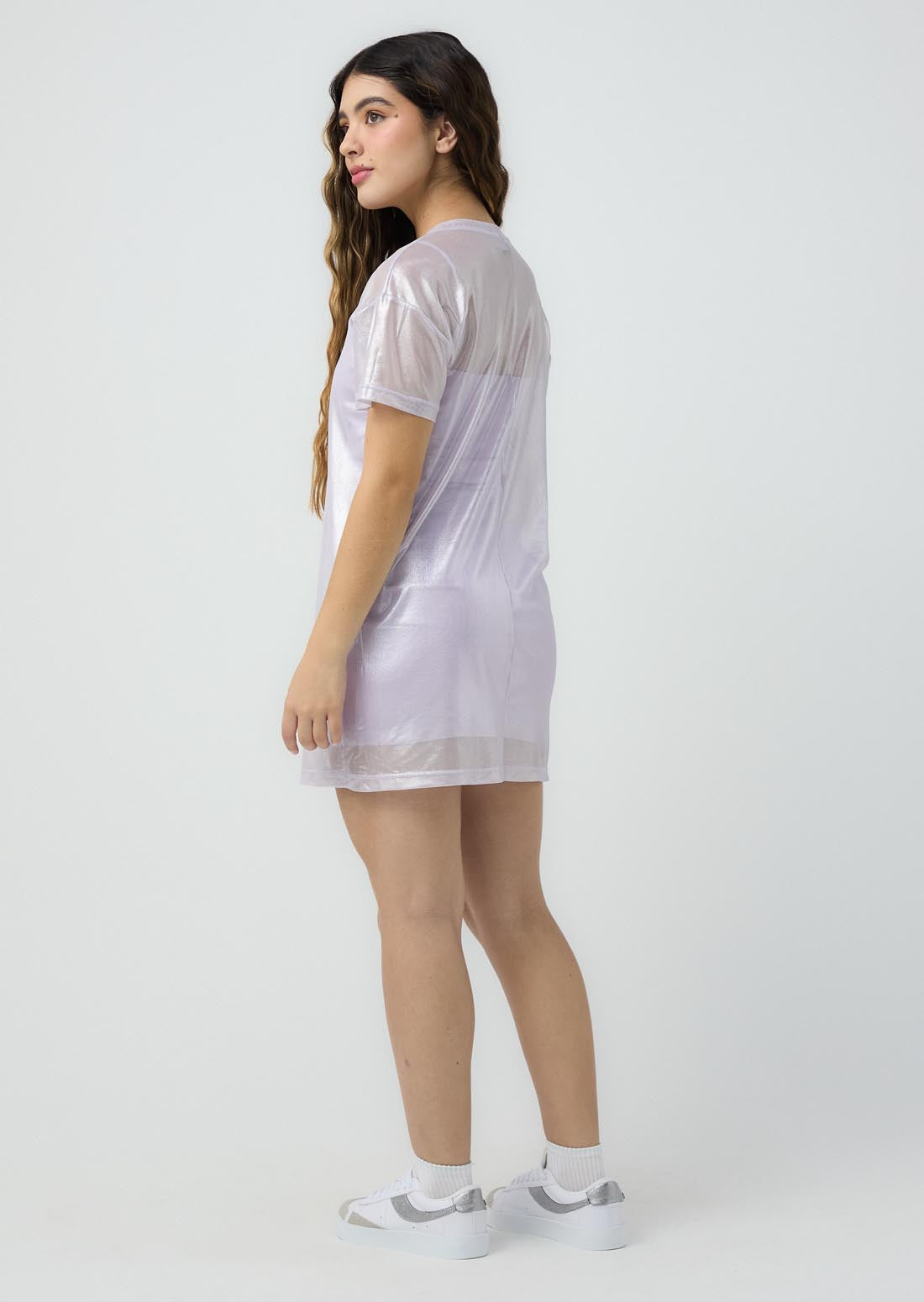 Vestido lila claro y doble prenda brillante para jóvenes