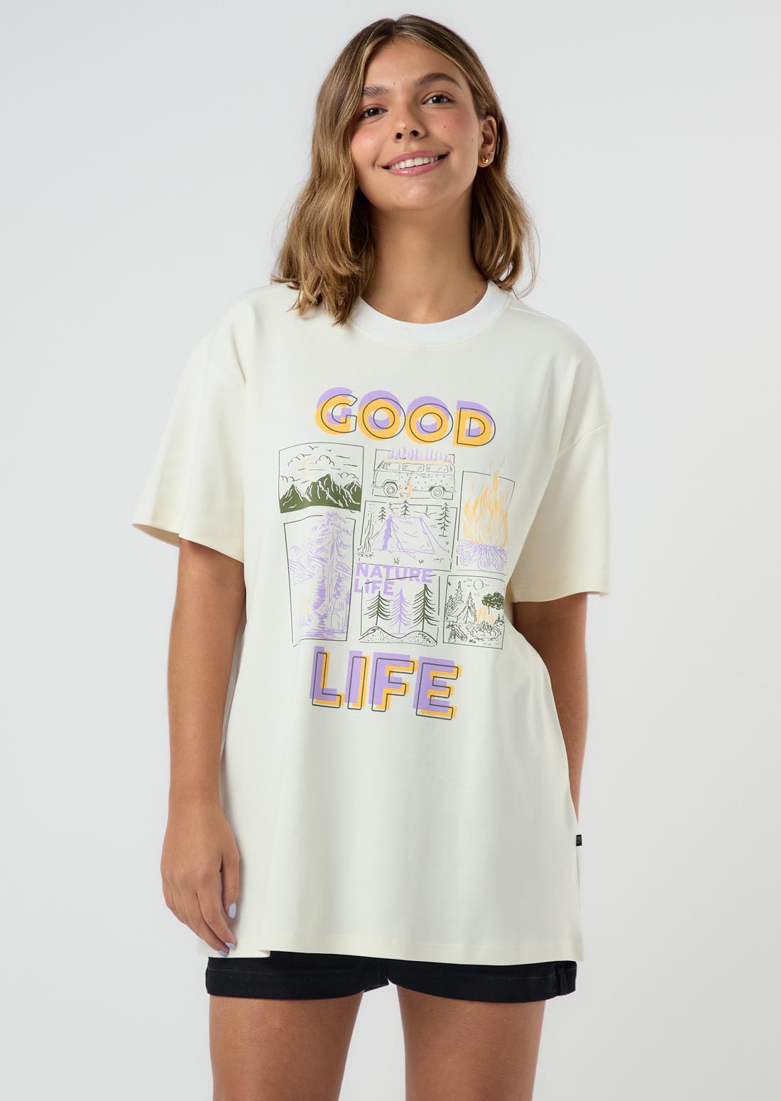 Camiseta oversize marfil para adolescentes